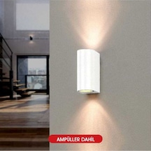 5 Adet Gün Işığı Ledli Beyaz Kasa Çift Yönlü Dekoratif Iç Ve Dış Mekan Duvar Apliği Beyaz