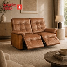 Smarto Relax Berlin İkili Yatar Ayak Uzatmalı Ergonomik Deri Tv Koltuğu Baba Koltuğu Kahverengi