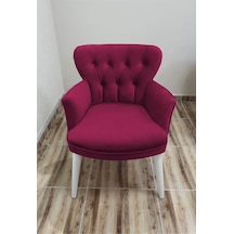 Azra Mobilya Berjer - Tekli Koltuk - Cafe -çay Seti Koltuğu -balkon Koltuğu-bahce Koltuğu Beyaz Ayak - Fuşya Fuşya