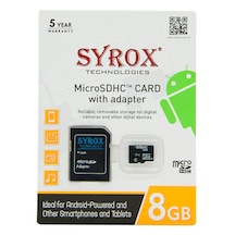Syrox 8 GB MicroSDHC Hafıza Kartı + Adaptör