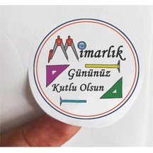 48 Adet 4 Cm Mimarlık Gününüz Kutlu Olsun Mat Baskılı Etiket Sticker -4