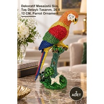 2 Adet Taşlı Papağan Figürü Dekoratif Masaüstü Süs, Taş Detaylı Tasarım, 26 X 12 Cm, Parrot Ornament