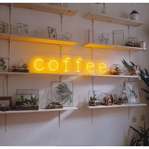 Coffee Neon Işıklı Şeffaf Pleksi