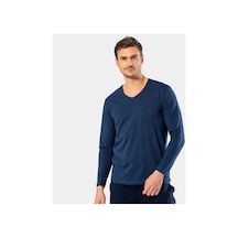 Cacharel Erkek V Yaka Uzun Kollu T-shirt 1334/indigo 001