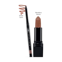 True Perfectly Mat Ruj - Marvelous Mocha Ve Dudak Kalemi - Ultra Glimmerstick Simply Spice Mocha - 252941809 Diğer