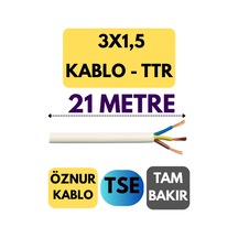 Öznur 3x1,5 Ttr Kablo Metre Seçenekli Beyaz - 21 Metre