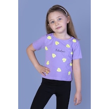 Toontoy Kids Toontoy Kız Çocuk Yaprak Desenli Fabulous Baskılı Tişört Lila