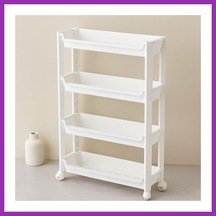 Bezos 4 Katlı Tekerlekli Sepet Organizer Raf 465x145x670mm Bty Çok Renkli