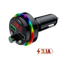 Concord C-6009 Bluetooth Görüşme Ve Müzik Dinleme Ekranlı Rgb Fm Transmitter Pd 3.1a Çift Usb Şarj