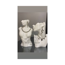 2'li Manken Set, Dekoratif Takı Mankeni, Takı Standı, Takı Organizeri, Kolye Küpe Sergileme Standı Beyaz
