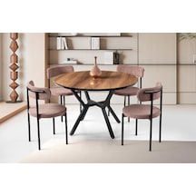 Roza Alfa Yuvarlak Highgloss Mutfak Masa Sandalye Takımı 120cm Roza Alfa Yuvarlak Highgloss Mutfak Masa Sandalye Takımı 120cm