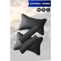Hyundai Starex Uyumlu Siyah Lüks Set Deri Yastık Deri Kemer Koruyucu