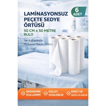 Laminasyonsuz Peçete Sedye Örtüsü 50 Cm X 50 Metre Rulo Tek Kullanımlık Muayene Masası Örtüsü 6 Adet