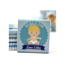 Dark Brown Hoşgeldin Bebek Çikolatası İsim Yazılabilen Hediye Çikolata EBK10 48 Adet