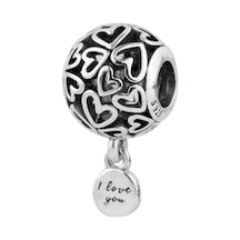 Fubena Kafesişi Kalp Love Sallantılı Charm Gümüş