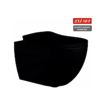 Creavit Free Rim-off Kanalsız Asma Klozet Fe322.sm Mat Siyah + Duck Yavaş Kapanan Kapak Mat Siyah 2'li Set Siyah