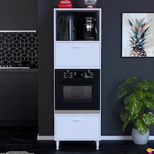 Modilayn Qpier Ankastre Dolap 60x185,9x56 Cm : 2 Kapaklı Mini/midi Mikrodalga Fırın Dolabı Beyaz