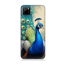 Realme C11 Uyumlu Gururlu Tavuskuşu Tüyleri Desenli Silikon Kılıf Çok Renkli