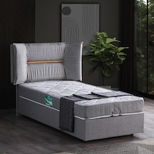 Setaymobilya Baza, Lizbon Tek Kişilik Baza + Başlık + Comfort Yatak, Gri