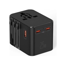 25w Evrensel Seyahat Adaptörü, Eu/us/uk/au Priz Dönüştürücü, 1x Usb, 2x Type-c Şarj