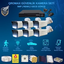 6 Kameralı Set - Yapay Zeka Özellikli Gece Renkli Gösteren 5 Mp Sony Lensli 4 Warm Ledli Fullhd Güvenlik Kamerası Seti 3404w