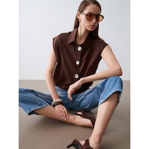 Dilvin 50545 Yaka Detaylı Kolsuz Bluz-kahve
