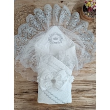 Puset Örtüsü Bebek Kundağı Unisex Bebek Dış Kundak Battaniyesi Hastane Çıkışı Kundak Battaniye Gümüş