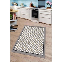Gri Kaymaz Tabanlı Yıkanabilir Mackenzie Mutfak Halısı Ar822n11