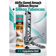 Akfix Beyaz Silikon + Silikon Tabancası - 929892841