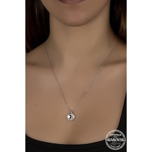 Union Swarovski Crystal Kadın 10 Mm Çerveli Gümüş Kolye