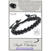 Sertifikalı Aaa+ Kalite Gerçek Siyah Obsidyen Taşı Bileklik Çok Renkli