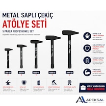 Sait Demirci Metal Saplı Çekiç 5'li Atölye Seti Dövme Çelik Profesyonel Çekiç