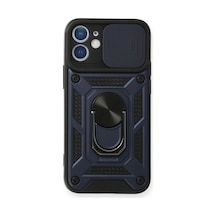 Apple iPhone Uyumlu-  11 Kılıf Pars Lens Yüzüklü Silikon - Lacivert Çok Renkli