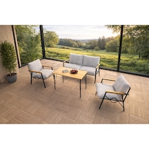 Doruk Home Balkon, Bahçe, Cafe, Metal Koltuk Takımı, Bahçe Takımı , Çay Seti, 2 1 1 Açık Gri Masa