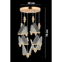 İstanbul Avize İpek 6'lı Gold Ledli 3 Renk Modern Led Avize Gold