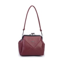 Nas Bag Mini Vintage Burslu Klipsli Kadın Omuz Ve Çapraz Çanta Bordo Victoria 20x17 Cm