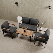 Mb Garden Furnıture Simetri Model, Balkon, Bahçe, Cafe, Metal Koltuk Takımı,bahçe Takımı,çay Seti,2+1+1+sehpalı Süngerli Antrasit