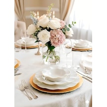 Kütahya Porselen Milena Altın File 51 Parça 12 Kişilik Yemek Takımı Krem - Bej