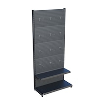 Antrasit Metal Delikli 2 Katlı Market Raf Sistemi Hırdavat Rafı G90cm Yükseklik H220 Cm Siyah