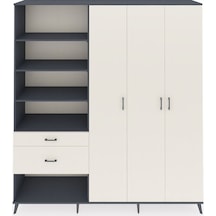 Hyperion Dolap 16 Raflı 2 Çekmeceli 3 Kapaklı 220x44x243 Antrasit-aytaşı/aytaşı Aytası/aytası