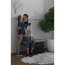 Mimoza Döşemeli Çok Amaçlı Tabure Antre Hol Ayakkabı Önü Siyah