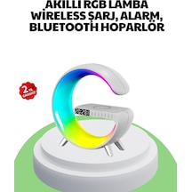Mey İthalat Bluetooth Hoparlörlü Rgb Atmosfer Lambası Kablosuz Şarj Ve Saat Özellikli
