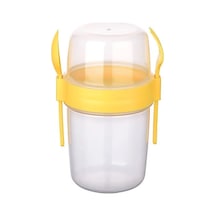 Çift Hazneli - Çatal Kaşıklı Portatif Müsli -atıştırmalık Kabı 1100 Ml Diğer