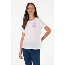 U.S. Polo Assn. Kadın Beyaz Bisiklet Yaka Tişört 50299755-VR013