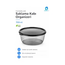 Yuvarlak Saklama Kabı 700 Ml 14,5x14,5x6 Cm Şeffaf Siyah Kapaklı Bpa İçermez