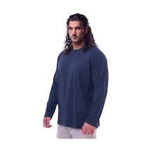 Erkek Büyük Beden 115 - 155 Kilo Arası Uygun Bedenli % 100 Pamuk Uzun Kol Bisiklet Yaka Sweatshirt Lacivert