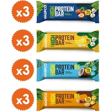 Waspco 4 Çeşit Yüksek Protein Bar Mini Paket 50 G x 12