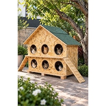 Reyo 6 Bölmeli Kedi Evi Dış Ortam Uygun Ahşap Kedi Barınağı Yetişkin Kedi Evi Su Yalıtımlı Rüzgar ve Soğuğa Dayanıklı OSB 100 x 95 x 50 CM MLD0CAT27