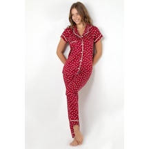 Miorre Doremi Burgundy Heart Kısa Kollu Pijama Takımı 001