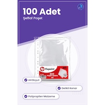 A4 Poşet Dosya Şeffaf 100 Adet Polipropilen Delikli Evrak Belge K
